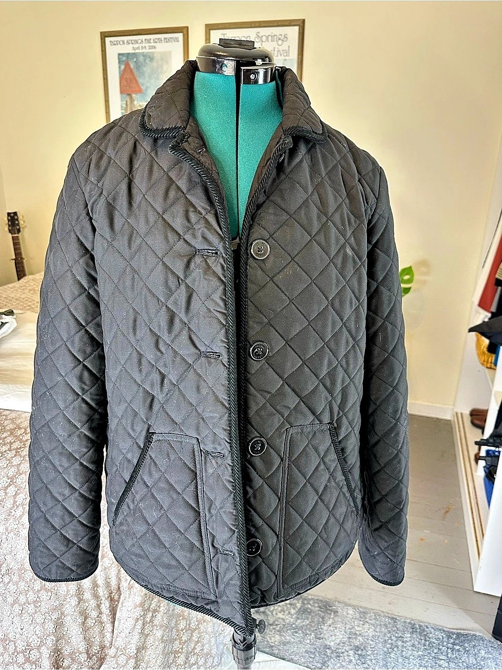 Chaps Quilted Jacket in Black